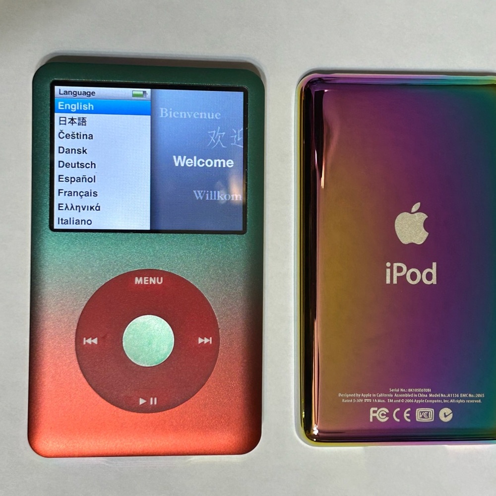 Apple iPod Classic with Red and Green 128gb with mega battery Taptic Feedback